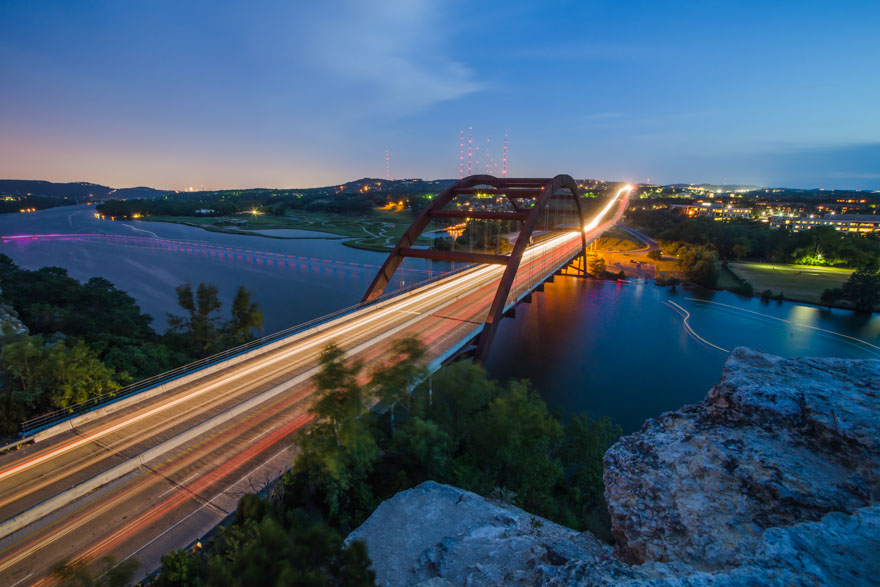 Austin Pennybacker Bridge night 