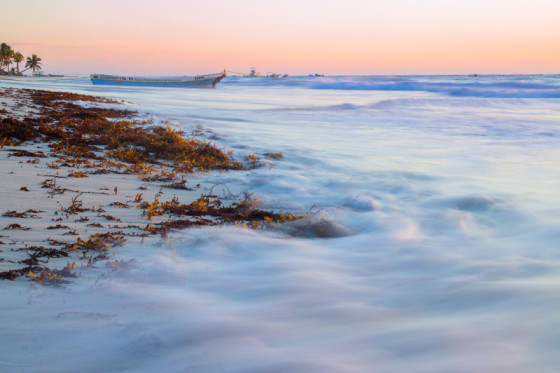 Tulum, Mexico beach sunrise slow shutter